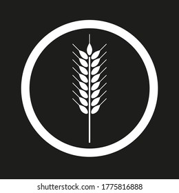 Vector drawing spikelet in circle, color white flat style