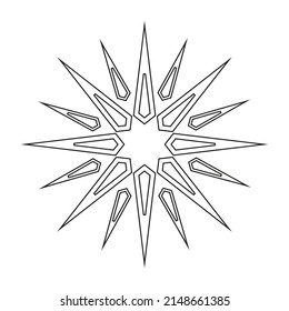 Vector drawing spiky star, flat style contour color black