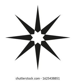 Vector drawing spiky star icon, silhouette color black flat style
