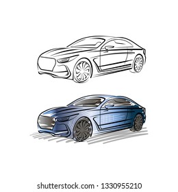 Vector drawing sports car