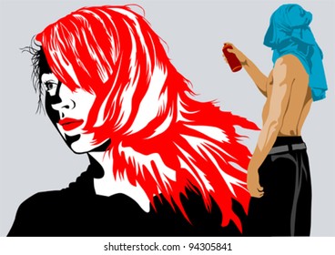 Dibujo de vectores con pintura de aerosol para hombres y mujeres