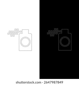 Vector drawing of a sprayer bottle, dotted line color black and white flat style