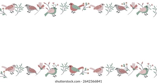 Vector drawing of spring flower and birds. isolated object on white background. Botanical background Spring Festival. the first delicate flowers of spring. Square background with yellow flower	