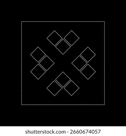 Vector drawing a square, dotted line color white flat style 