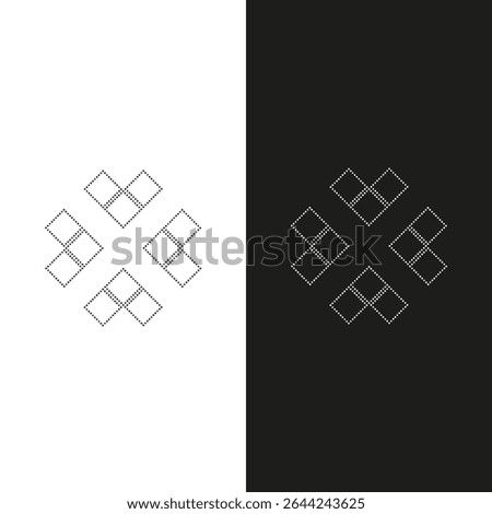Vector drawing square, dotted line color black and white flat style 