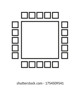 Vector drawing square sun, contour color black