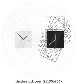 Dibujo de Vector de relojes cuadrados con Formas modernas