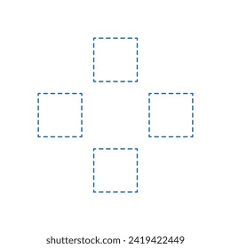 Vector drawing squares, dotted line color blue flat style