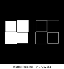 Dibujo vectorial de cuadrados. Estilo plano blanco de cuatro cuadrados