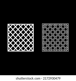 Vector drawing of squares, silhouette and contour grid, color white  flat style