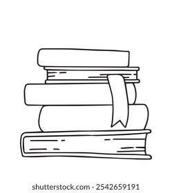 Vector drawing, stack of books. Coloring book for children.