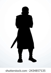 Vector drawing. Standing man with cross hands