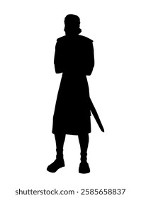 Vector drawing. Standing man with cross hands