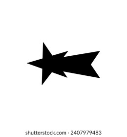 Vector drawing star comet, silhouette black color flat style