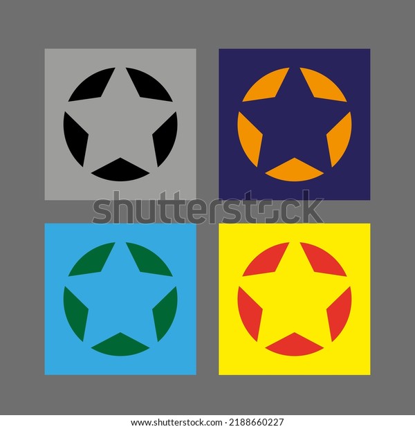 Vector drawing star. Icon\
star in a circle divided into sectors, silhouette colorful flat\
style