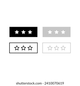 Vector drawing of a star. Three stars contour and silhouette flat style