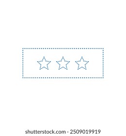 Vector drawing of a star. Three stars, dotted line color blue flat style