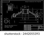 Vector drawing of steel cast mechanical part with through holes
and dimension lines.
Engineering cad scheme. Technical template of handwheel. 
Cross section.