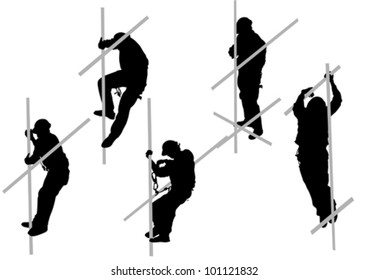 Vector Drawing Steeplejack In A Helmet