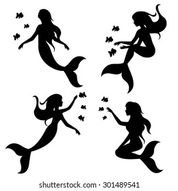 Vector drawing stencil shape mermaid