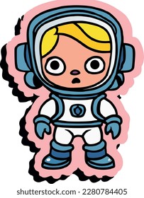 Vector drawing sticker little astronaut