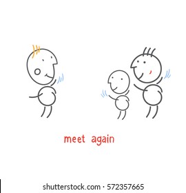 vector drawing. stick-people. bye. farewell