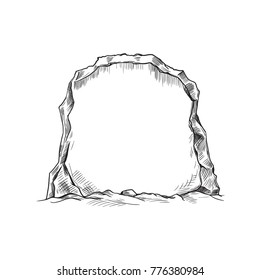 Vector drawing of a stone plate with a place for text. Isolated hand-drawn  illustration in vintage style.