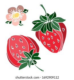 
Vektorillustration von Erdbeeren. Sommer. Skizze, Illustration. Dekoratives Bild