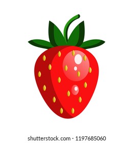 Vector drawing strawberry, color red flat style