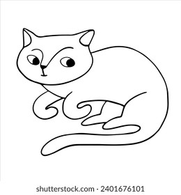 vector drawing, striped cat. doodle illustration