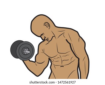 vector drawing strong man Weight Training.