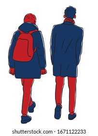 Vektorillustration von Studentenfreunden auf der Straße