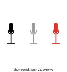 Vector drawing studio microphone, color black gray red flat style