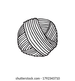 
vector drawing in the style of doodle. a skein of yarn for knitting. simple drawing of a ball of thread for knitting and crocheting. symbol of handmade, homework, hobby. I love to knit.