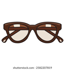 A vector drawing of stylish brown glasses with a sleek and modern design. 