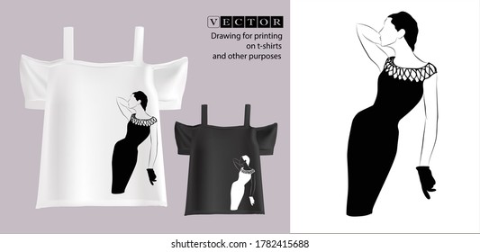 Vector drawing of a stylish lady. Isolated sketch of a female silhouette.