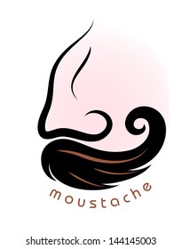 Vector drawing of stylish moustaches on a face of man. Retro image.