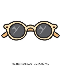 A vector drawing of stylish round sunglasses, featuring a trendy and fashionable design with circular lenses and a sleek frame.