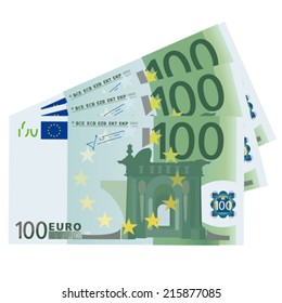 Vector drawing stylized 100 Euro bills 