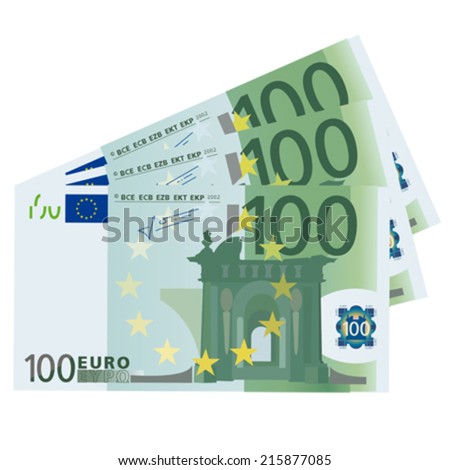 Vector drawing stylized 100 Euro bills 