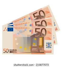 Vector drawing stylized 50 Euro bills 