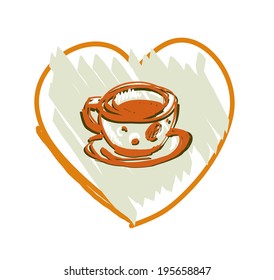 Vector drawing of a stylized cup of hot tea