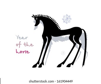 The vector drawing of stylized horse. Year of the horse.
