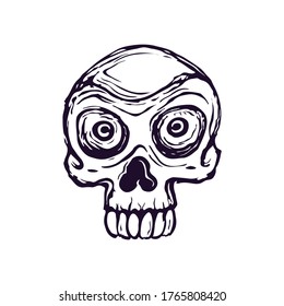 vector drawing of a stylized skull on a white background.