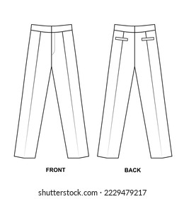 Vector drawing of suit classic trousers. Template for pants design.