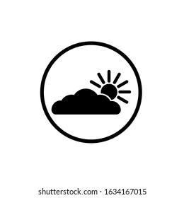 Vector drawing sun behind a cloud, silhouette color black flat style