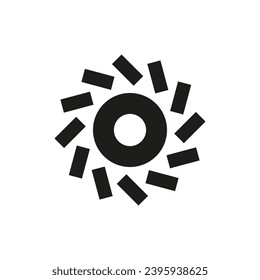 Vector drawing of the sun. Color black flat style