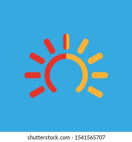 Vector drawing sun color red and yellow flat style