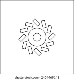 Vector drawing of the sun. Contour color black flat style