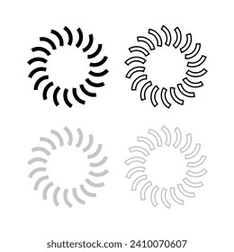 Vector drawing of the sun. Contour and silhouette flat style